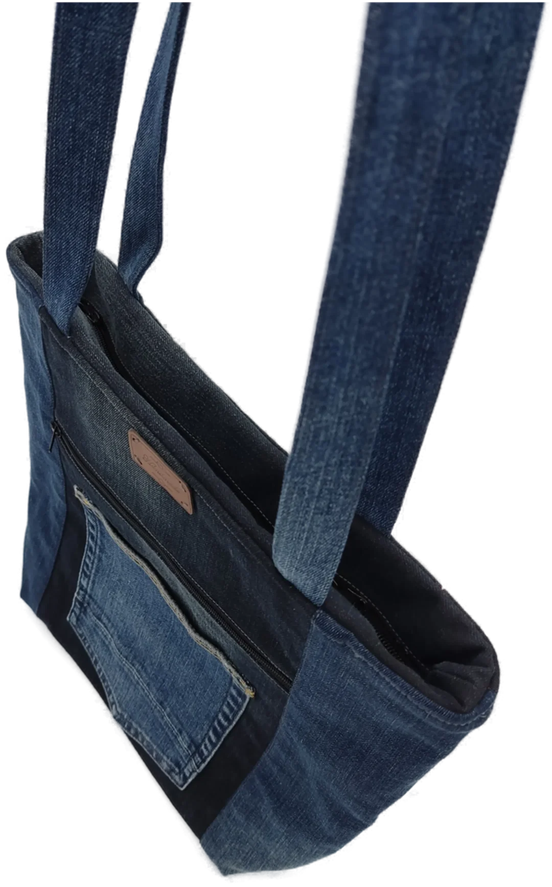 Damen Handtasche blau handgemacht upcycling – Bild 3