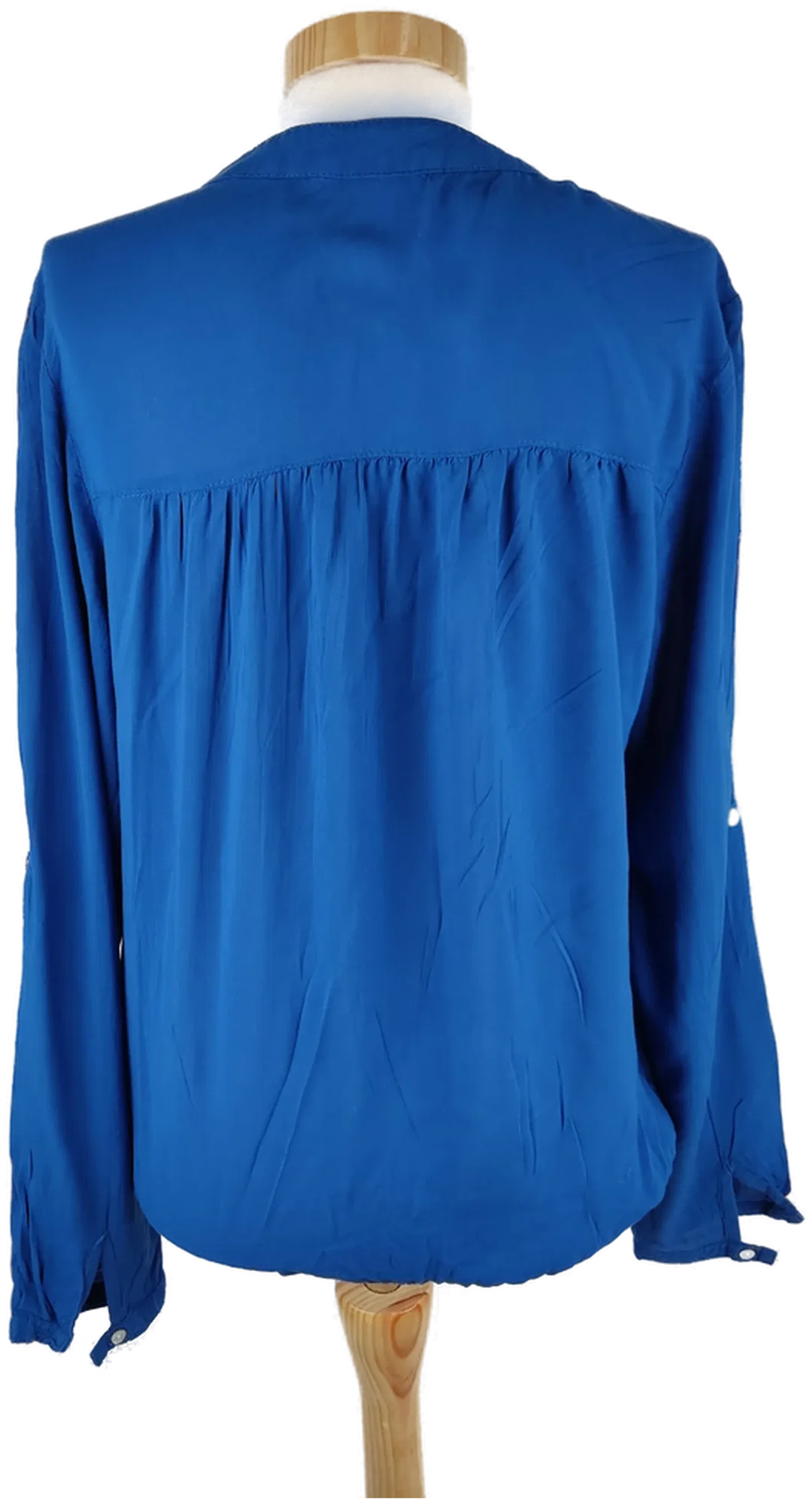 Bluse "Amisu", langarm mit V-Ausschnitt, kobaltblau und Gummizubund, Größe XS – Bild 3