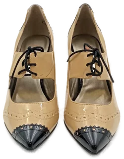 Levity Schnürpumps Mary Jane Stil in beige/schwarz Gr. 39 - Bild 2