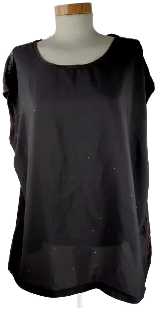 T-Shirt 'Yessica', ärmelos mit Rundhalsausschnitt, schwarz mit Silberpünktchen, Größe XL - Bild 1