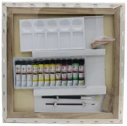Malset mit Leinwand – Motiv: Zitrone (40 × 40 cm) Komplettset mit Farben, Pinseln und vorgedrucktem Motiv, OVP - Bild 2