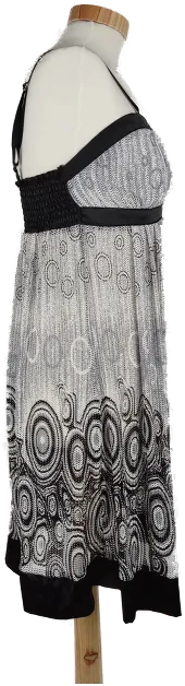 Sommerkleid "Juggbox", mit V-Ausschnitt und Spaghettiträger, schwarz/weiß gemustert, Größe M/38 – Bild 2